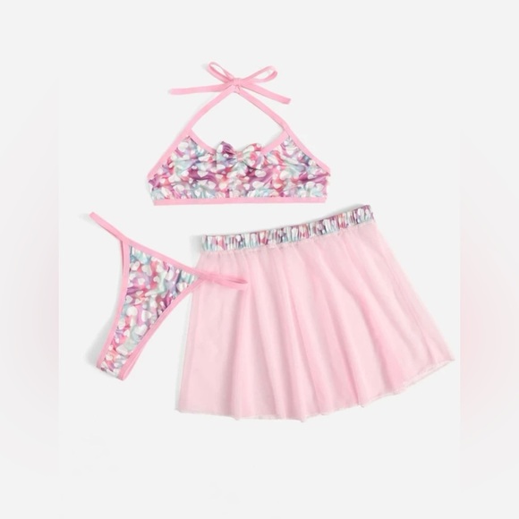 SEXY 3 Piece Heart Print Lingerie Set *NEW* - Picture 1 of 4